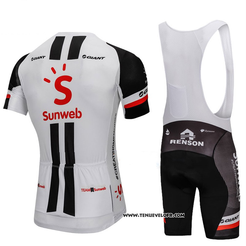 2018 Maillot Ciclismo Sunweb Gris et Noir Manches Courtes et Cuissard